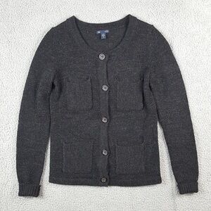 GAP Alpaca Wool Blend 4 Pocket Button Cardigan Sweater Gray Y2K Size Medium NWT